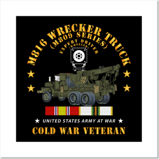 M816 Medium Wrecker Truck - OD - Left Rear Oblique - w Expert Driver Badge w COLD SVC X 300 Posters and Art